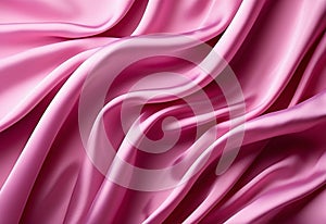 Beautiful background luxury cloth with drapery and wavy folds of pink silk satin material texture.