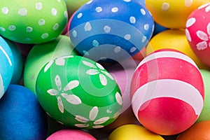 Many colorful easter eggs
