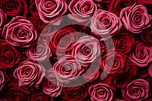 Beautiful background with white roses for ValentineÂ´s day. Generative AI photo