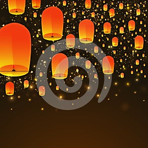 Beautiful background with sky lanterns.