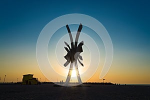 Beautiful background at sunset, famous Obelisc, Costinesti