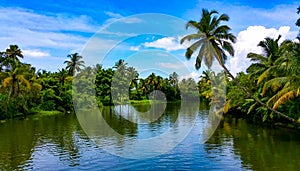 Beautiful backwaters of Alleppey, Kerala, India