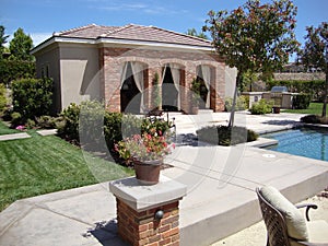 Beautiful Backyard with pool and cabana photo