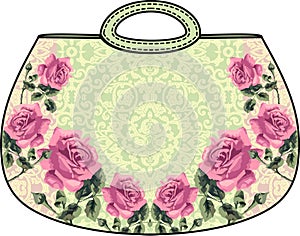 Beautiful bag. Flower roses pattern.