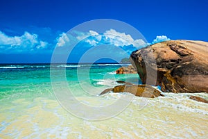 Beautiful Baie Lazare beach at Mahe island, Seychelles