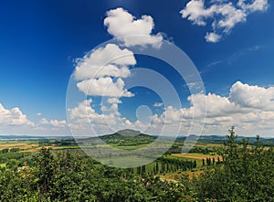 Balaton uplands from Szigliget castle in panoramic view