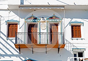 Beautiful balcony at Batsi on the island of Andros, from which Juliet could have listened to the serenades that Romeo sang to her