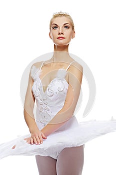 Beautiful ballet dancer isolated on white