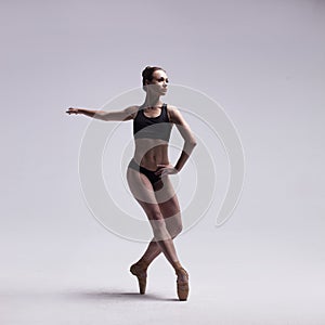 Beautiful Ballet Dancer Posing On Pointes.