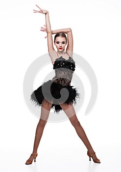 Beautiful ballroom dancer girl in elegant pose