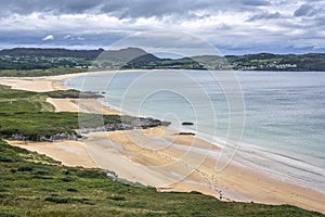 Beautiful Ballymastrokker beach on Wild Atlantic Way, County Donegal, Portsalon, Ireland