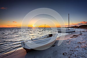 Beautiful Baltic beach o at sunset in Kuznica, Hel Peninsula. Poland