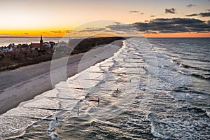 Beautiful Baltic beach at sunset in Kuznica, Hel Peninsula. Poland