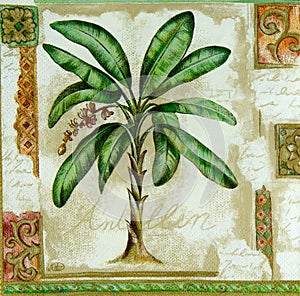 Beautiful banana tree pattern on napkin