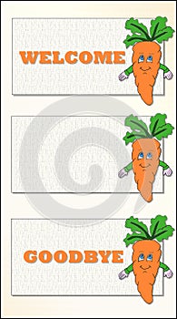 Banner welcome and goodbye with carrot photo