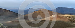 Banner size view of desert the Timanfaya National Park (MontaÃ±a de Fuego), Lanzarote, Canary Islands, Spain photo