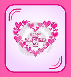 Beautiful banner for Valentineâ€™s day party with digital pink abstract hearts shape. Social media greeting concept