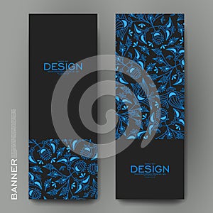 Beautiful banner vector template with floral ornament background