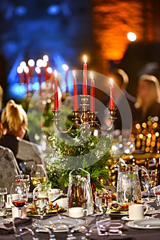 Beautiful banquet table setting for party