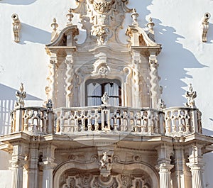 Beautiful baroque balcony of the Marques de la Gomera Palace in Osuna. Ducal town declared a Historic-Artistic Site photo