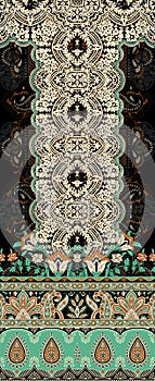 Beautiful Baroque ornament Geometrical border Textile Digital Ikat Ethnic Design