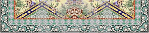 Beautiful Baroque ornament Geometrical border Textile Digital Ikat Ethnic Design