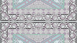 Beautiful Baroque ornament Geometrical border Textile Digital Ikat Ethnic Design