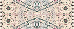 Beautiful Baroque ornament Geometrical border Textile Digital Ikat Ethnic Design