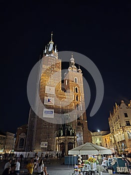 Beautiful basilica in the old town of Krakow