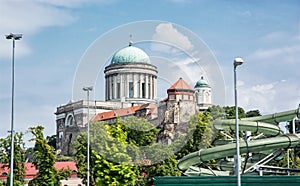 Beautiful basilica and water slide in the thermal spa and baths