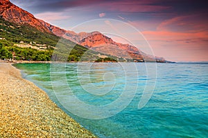 Beautiful bay with gravel beach,Brela,Makarska riviera,Dalmatia,Croatia