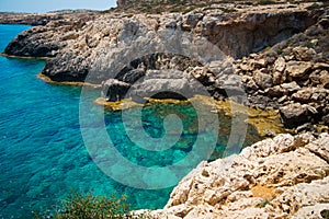 Beautiful bay in light-blue Mediterranean of Cyprus