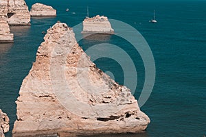 Beautiful bay near Lagos town, Algarve region, Portugal. beautiful beach with cliffs, white sand and turquoise ocean. Portuguese