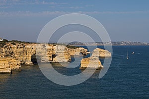 Beautiful bay near Lagos town, Algarve region, Portugal. beautiful beach with cliffs, white sand and turquoise ocean. Portuguese