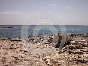 Beautiful bay next to the Cavalleria lighthouse in Mercadal on the island of Menorca. July 5, 2012. Mahon, Menorca, Balearic