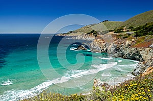 Beautiful bay at the Pacific Ocean in California, United States