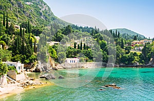 Beautiful bay in Paleokastritsa in Corfu island, Greece photo