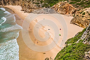 Beautiful bay and sandy beach of Praia do Beliche near Cabo Sao photo