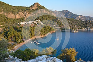 Beautiful Bay view near Amos Ancient City in Marmaris. Near Turunch, Mugla photo