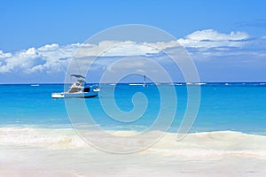 Beautiful beach, atlantic ocean and boat