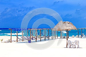 Beautiful Beach in the Bahamas with hammocks