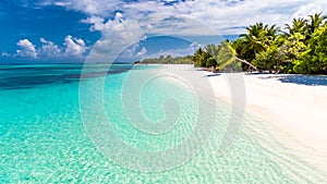 Beautiful beach banner for summer vacation and holiday background concept