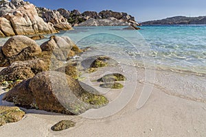 Beautiful Beach on Bay of Cala Coticcio in Caprera island, Sardinia, Italy