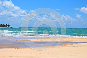 Beautiful beach with blue sea, white sands and tranquility.