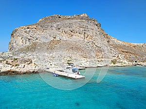 Beautiful beach with blue waters shot at Crete, Greece