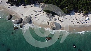 Beautiful beach in Brazil, waves slowly washing to shore