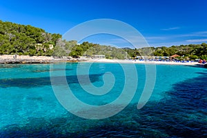 Beautiful Beach of Cala S'Amarador at Mondrago - Natural Park on Majorca Spain, Balearic Islands, Mediterranean Sea, Europe