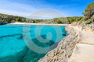 Beautiful Beach of Cala S'Amarador at Mondrago - Natural Park on Majorca Spain, Balearic Islands, Mediterranean Sea, Europe