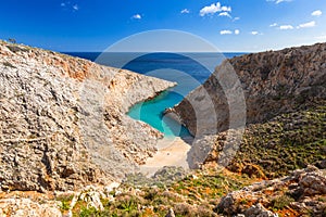 Beautiful beach called Seitan limania on Crete, Greece