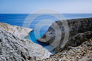 Beautiful beach called Seitan limania on Crete, Greece